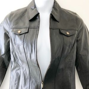 Black Leather Jacket Size Small   Guillaume Brand